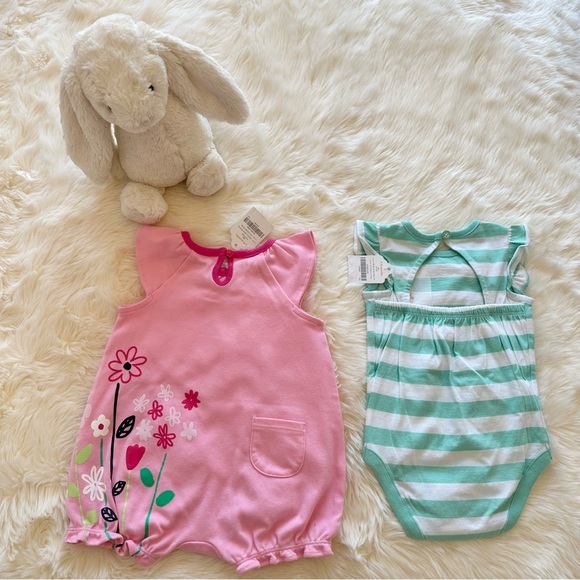 NWT - Gymboree Baby Girl- Set of 2 Onesies - Pink/Green - SZ3-6 months - Picture 2 of 10